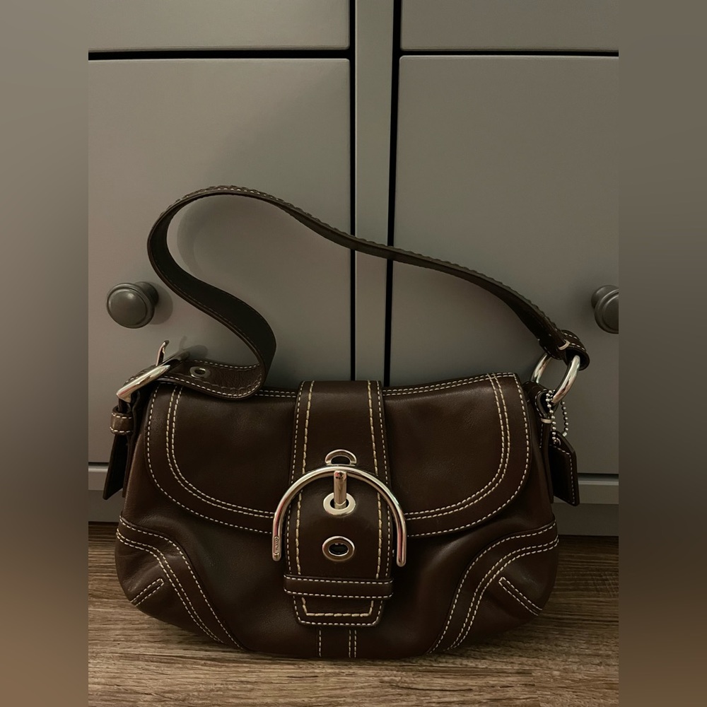 Brown Coach going out hand bag